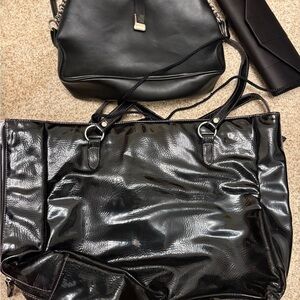 Three Black Purses, Black Tote, Black Lillian Vernon Purse and a Black Mini